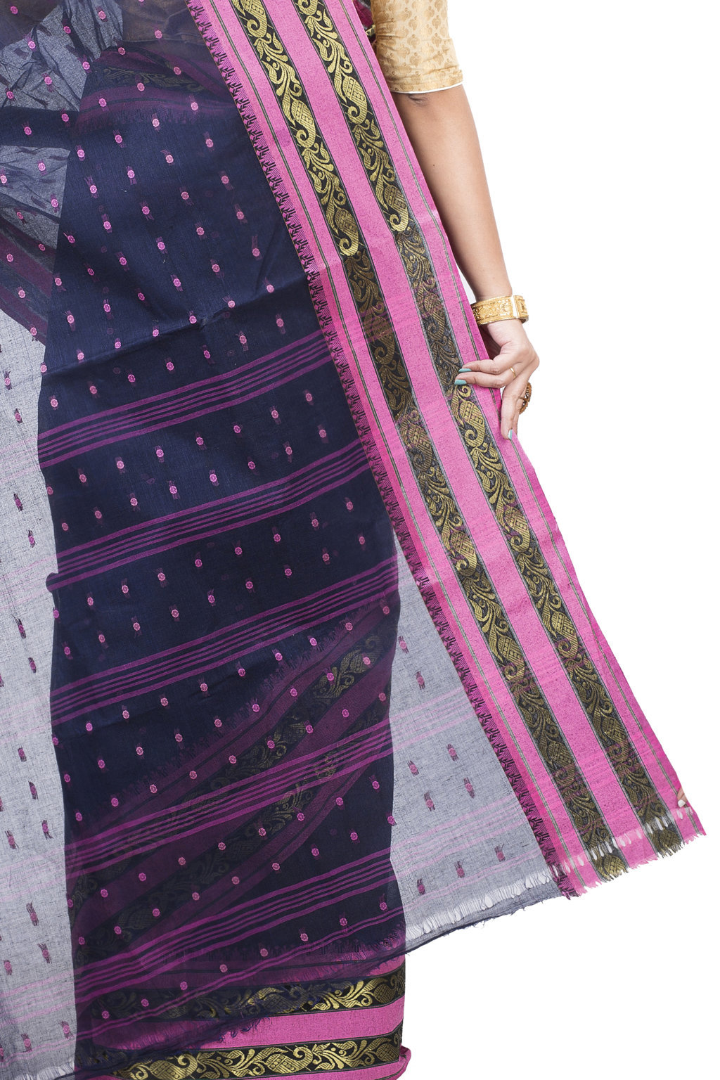 Beige Pure Cotton Alpona Tant Saree (191)